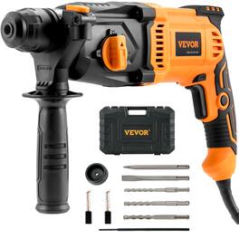 VEVOR - 1 Inch SDS-Plus Rotary Hammer Drill, 8 Amp Corded Drills, Heavy Duty Chipping Hammers with Safety Clutch - Yellow