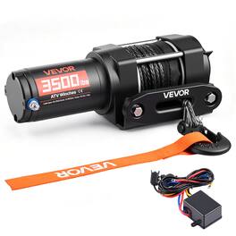 VEVOR - 3500 lbs Electric Winch, 12V DC ATV/UTV Winch with Φ0.21 in x 32.8 ft Synthetic Rope & Wired Remote Control - Black