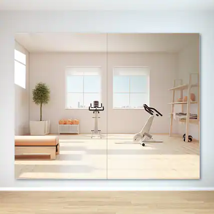 Front. Comfort Essence - Home Gym Workout Mirror 48" X 30" W- Full Length Mounted Body Frameless For Yoga Garage Bedroom Dance - 48"L x 30"W-2pcs.