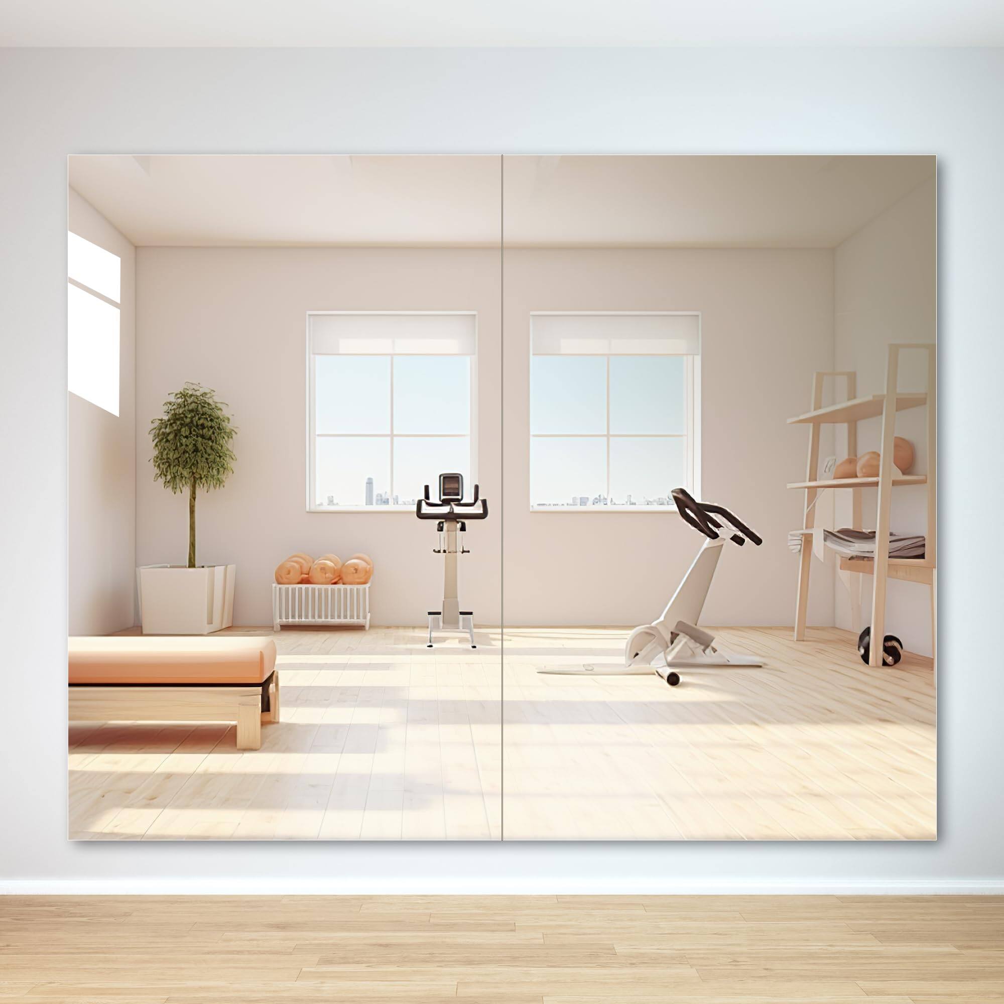 Front. Comfort Essence - Home Gym Workout Mirror 48" X 30" W- Full Length Mounted Body Frameless For Yoga Garage Bedroom Dance - 48"L x 30"W-2pcs.