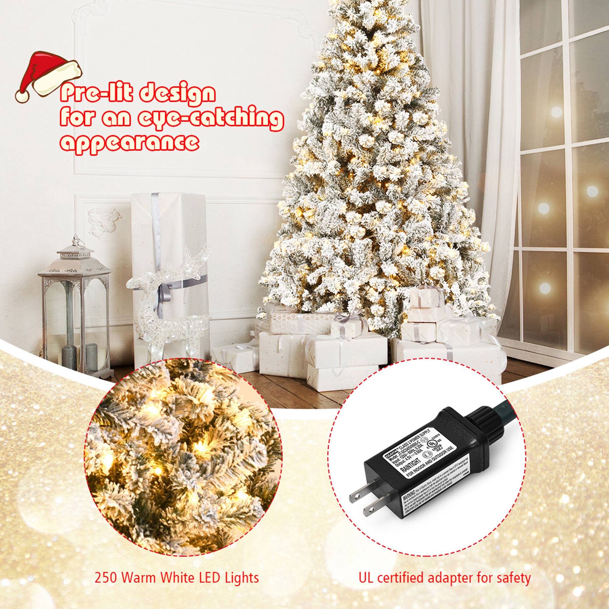 Pre-lit design for an eye-catching appearance

250 Warm White LED Lights

UL certified adapter for safety