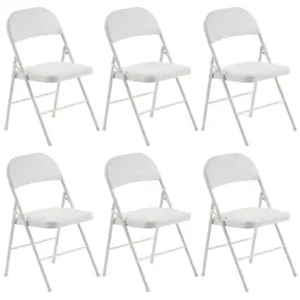 Front. Winado - 6 Pack Commercial Contoured Folding Chairs Set Stackable Chairs Padded Seat Metal Steel Frame for Office Event Party - White.