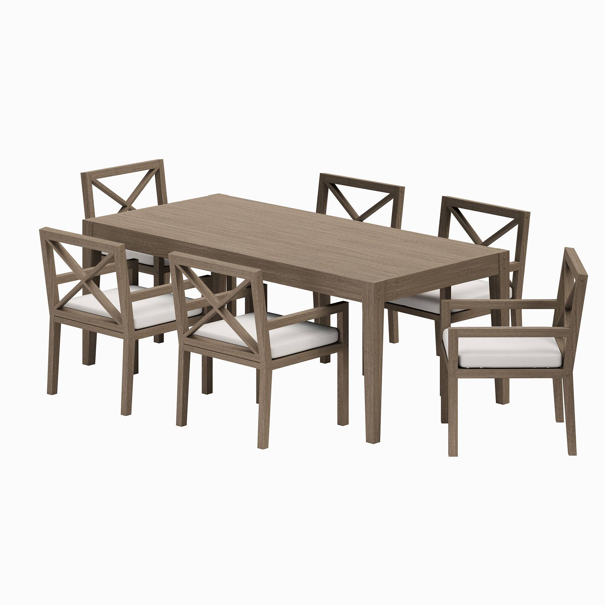 Alt View 1. Modway - Northlake 7-Piece Teak Wood Outdoor Patio Dining Set - Weathered Gray.