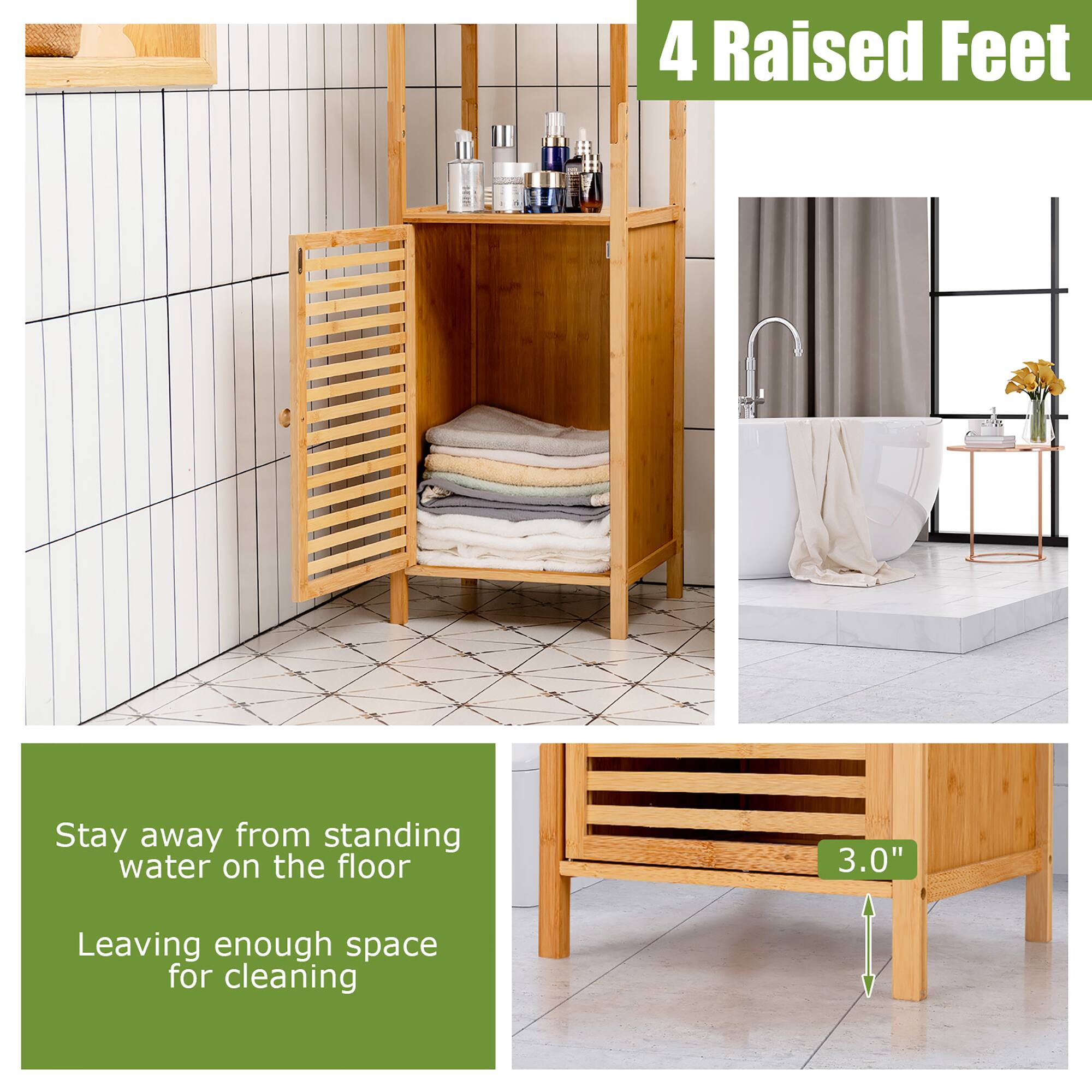 4 Raised Feet

Stay away from standing water on the floor

Leaving enough space for cleaning

3.0"