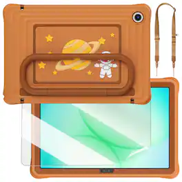 Dteck - Kids Shockproof Case for Samsung Galaxy Tab A11+ 2025 & Galaxy Tab A9+ 2023 with Shoulder Strap,Heavy Duty Stand Cover - Brown