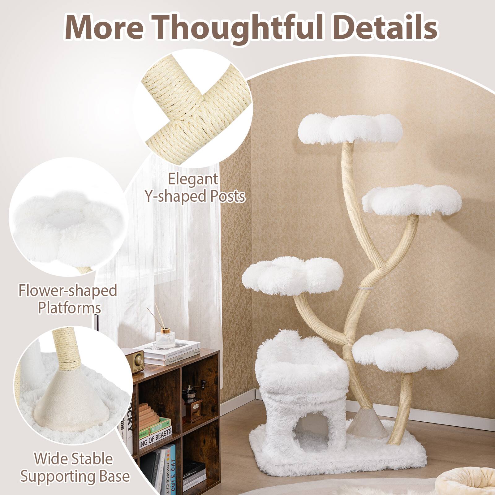 More Thoughtful Details

- Elegant Y-shaped Posts
- Flower-shaped Platforms
- Wide Stable Supporting Base