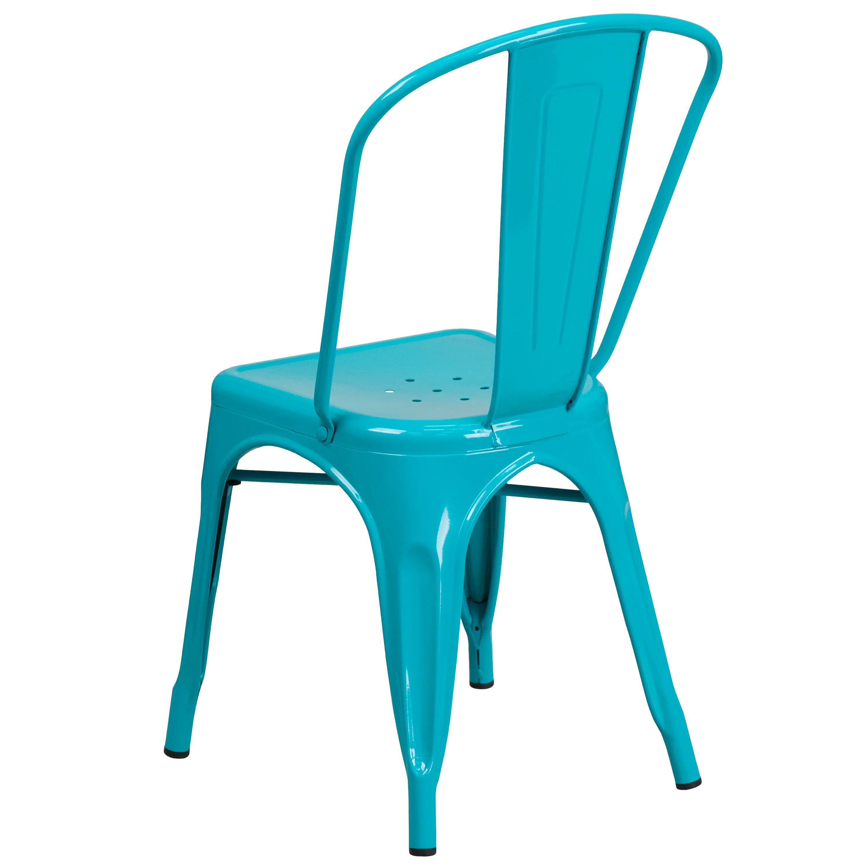 Alt View 5. Emma + Oliver - Commercial Grade Colorful Metal Indoor-Outdoor Dining Stack Chair - Crystal Teal-Blue.