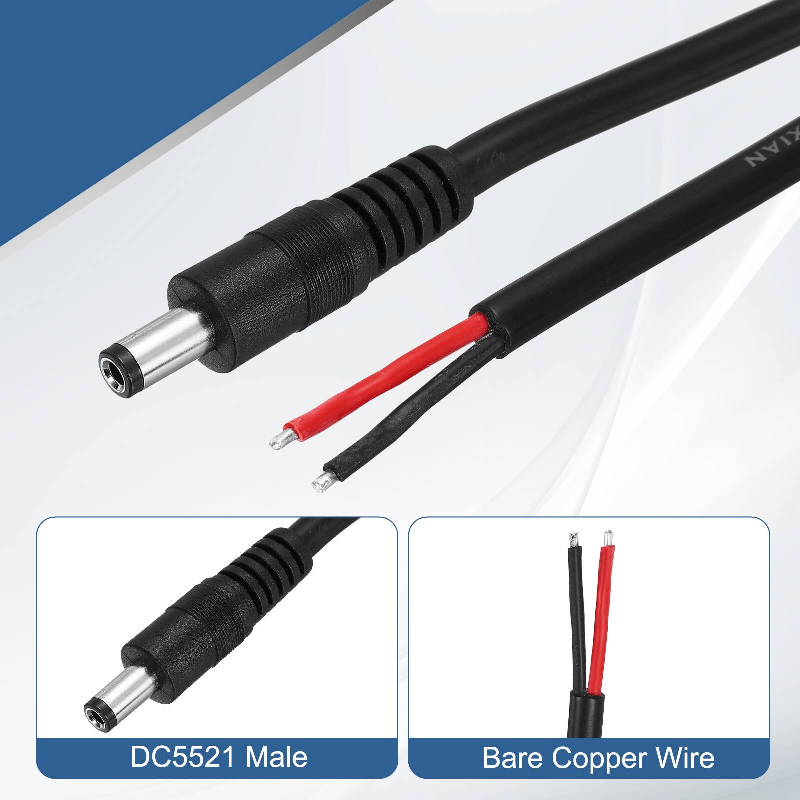 KIAN DC5521 Male Bare Copper Wire