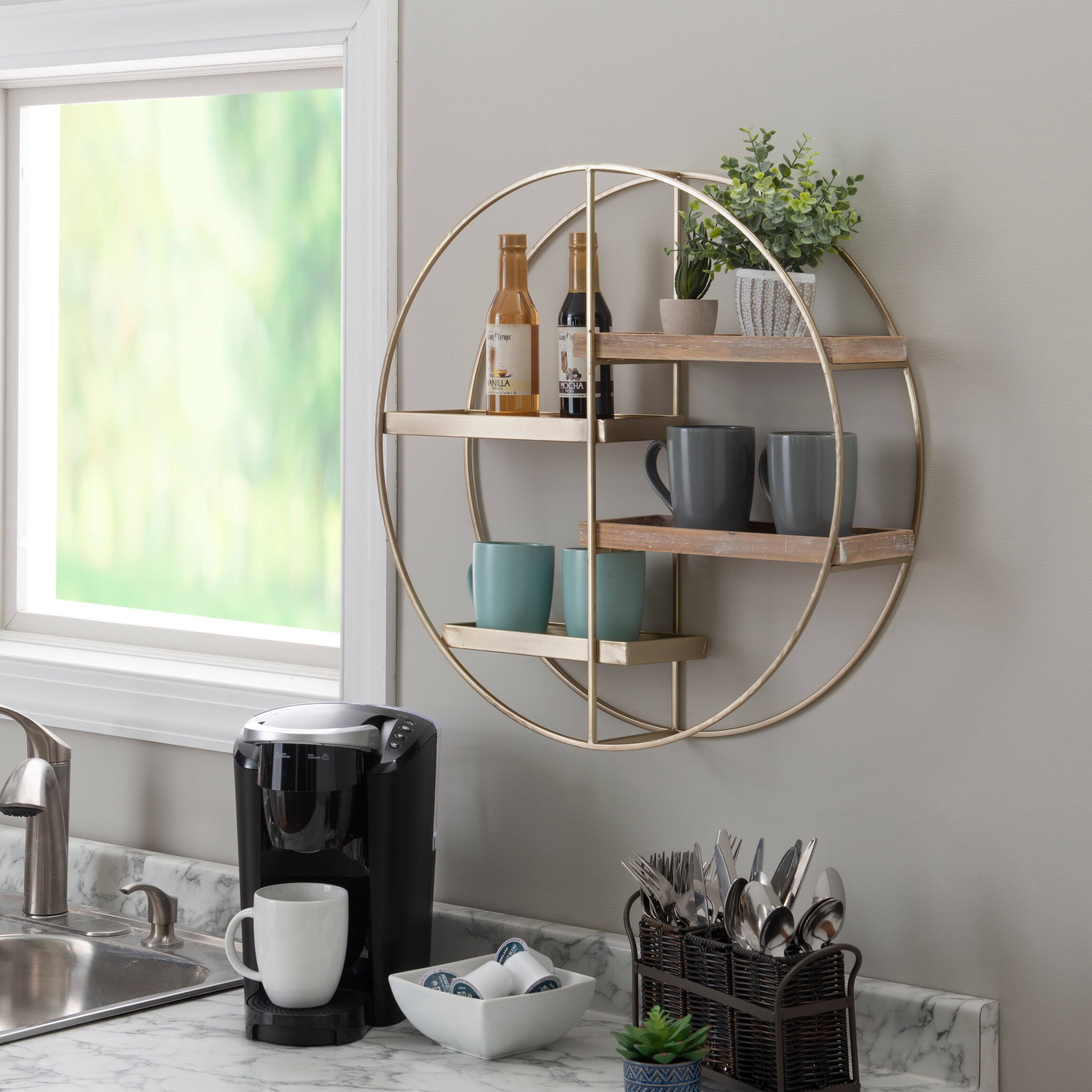 Alt View 17. Linon Home Décor - Dormody Round 4-Shelf Wall Storage - Gold.