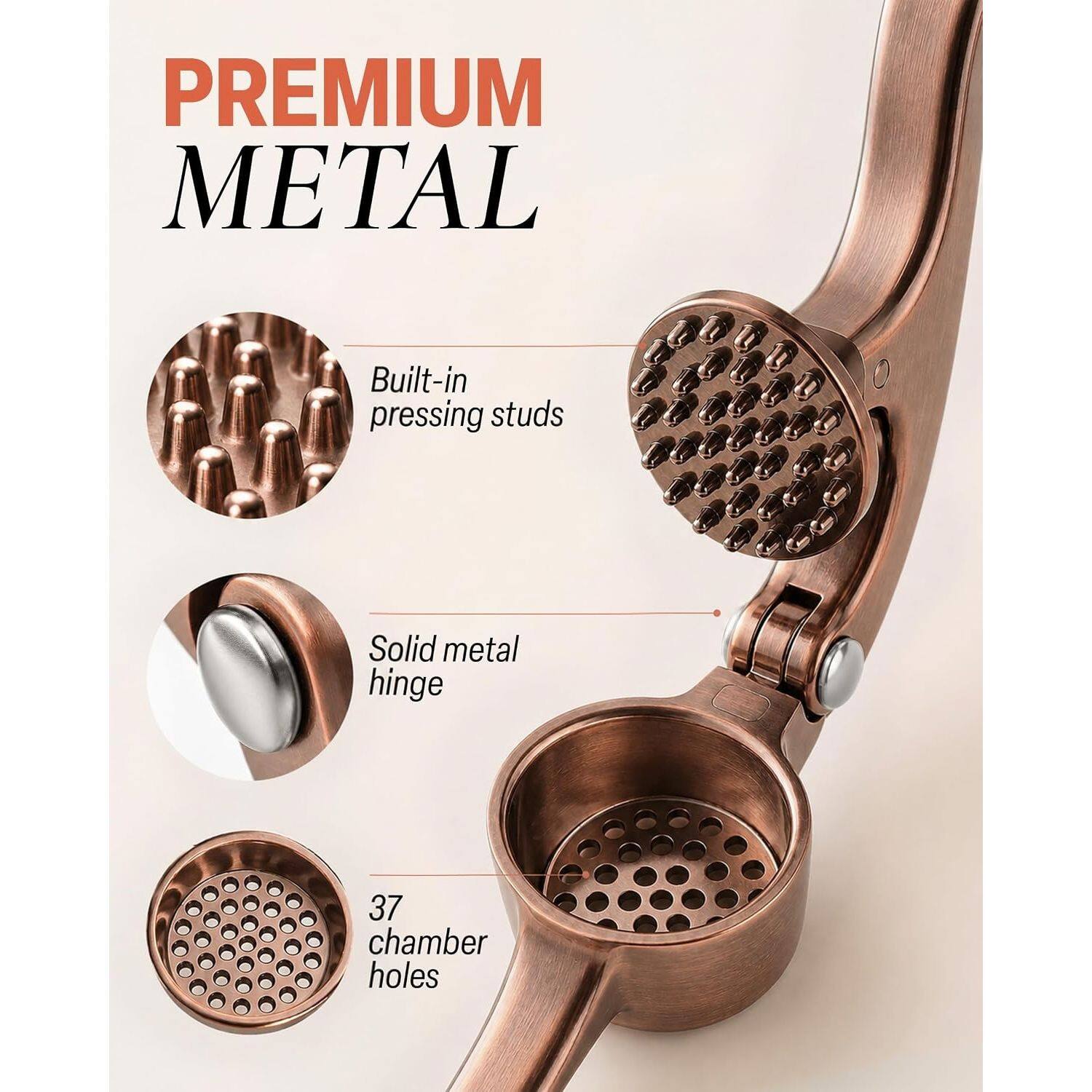 PREMIUM METAL  
Built-in pressing studs  
Solid metal hinge  
37 chamber holes