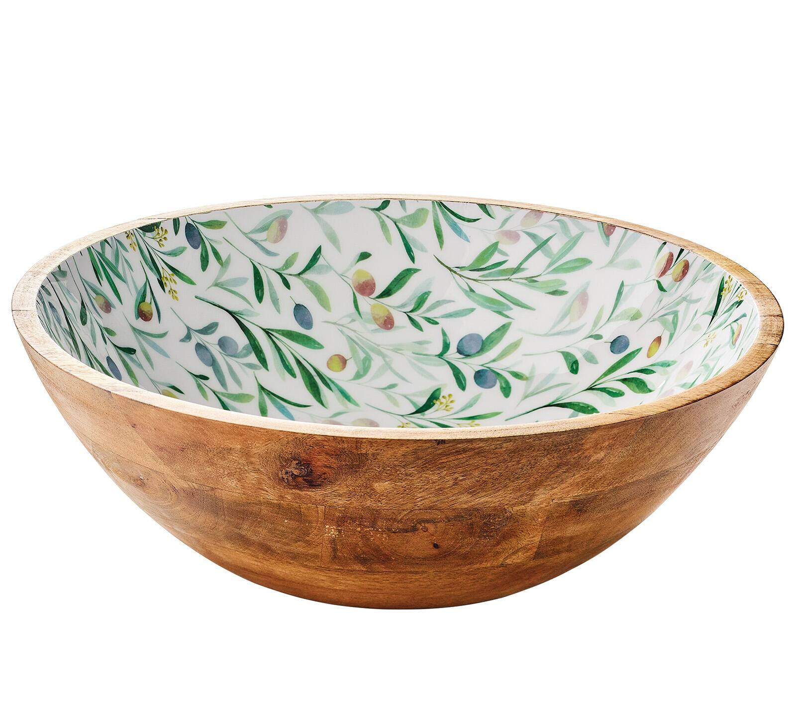 Front. Zassenhaus - Mango Wood Lacquered Large Serving Bowl, 13.75" x 4.7", Olive - Olive.