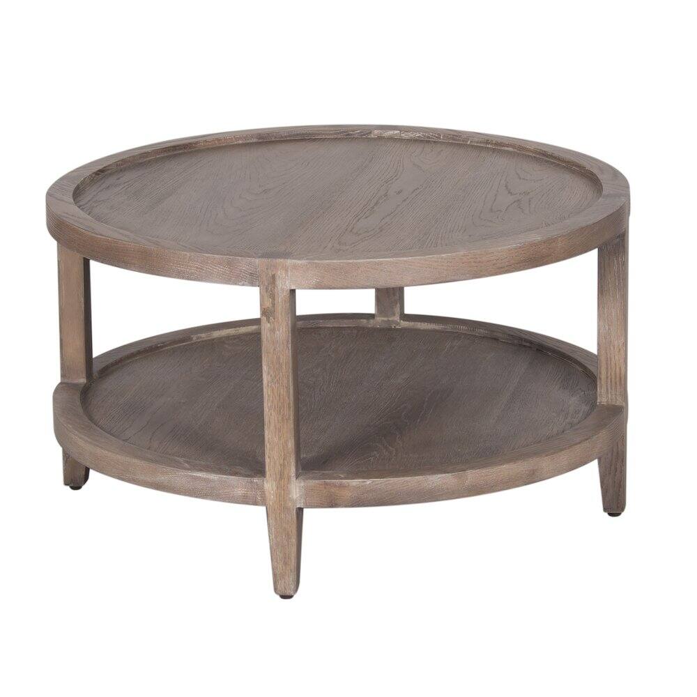 Angle. Porter Designs - Lowell Solid White Oak Wood Coffee Table - Brown.