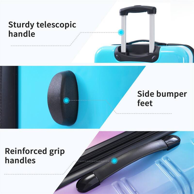 Sturdy telescopic handle  
Side bumper feet  
Reinforced grip handles