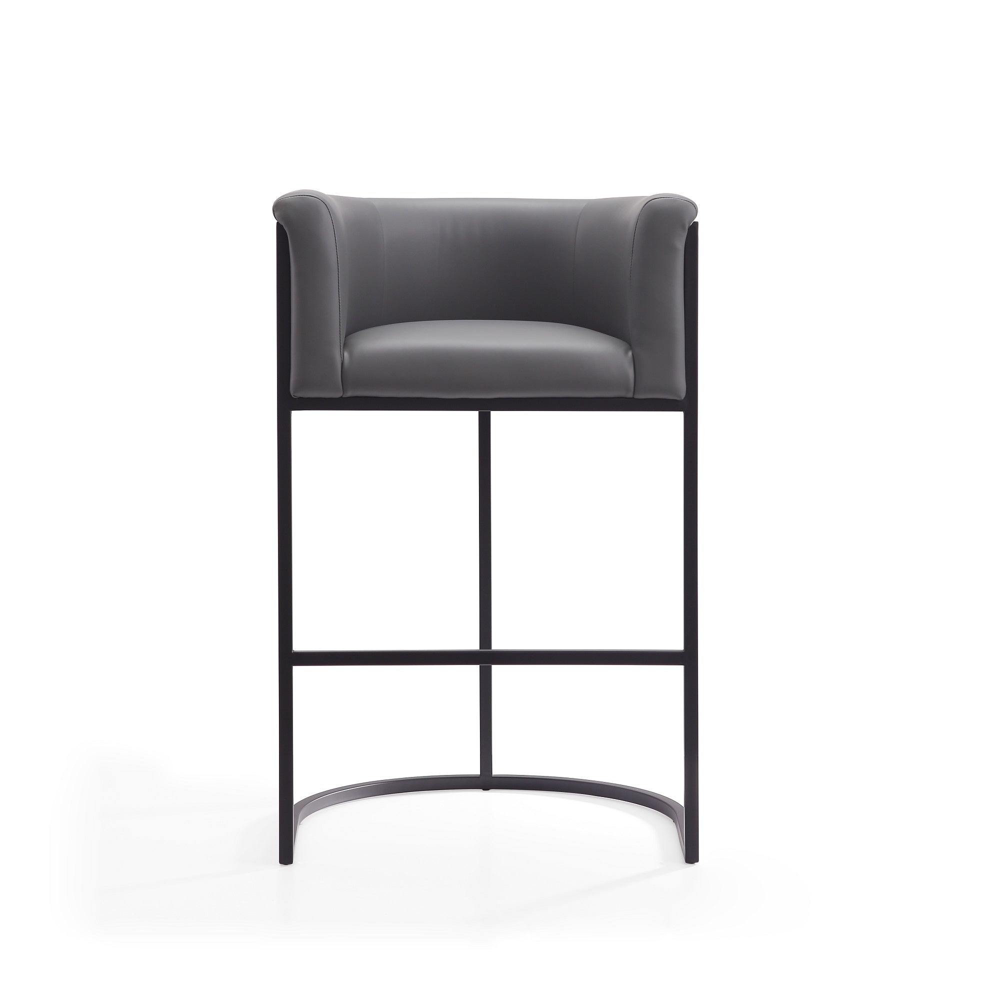 Back. Manhattan Comfort - Cosmopolitan Mid-Century Modern Metal Upholstered Barstool - Gray.