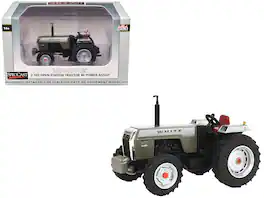 SpecCast Collectibles - White 2-105 Open Station Power Assist Tractor Brushed Metal with White Stripes 1/64 Diecast Model by SpecCast