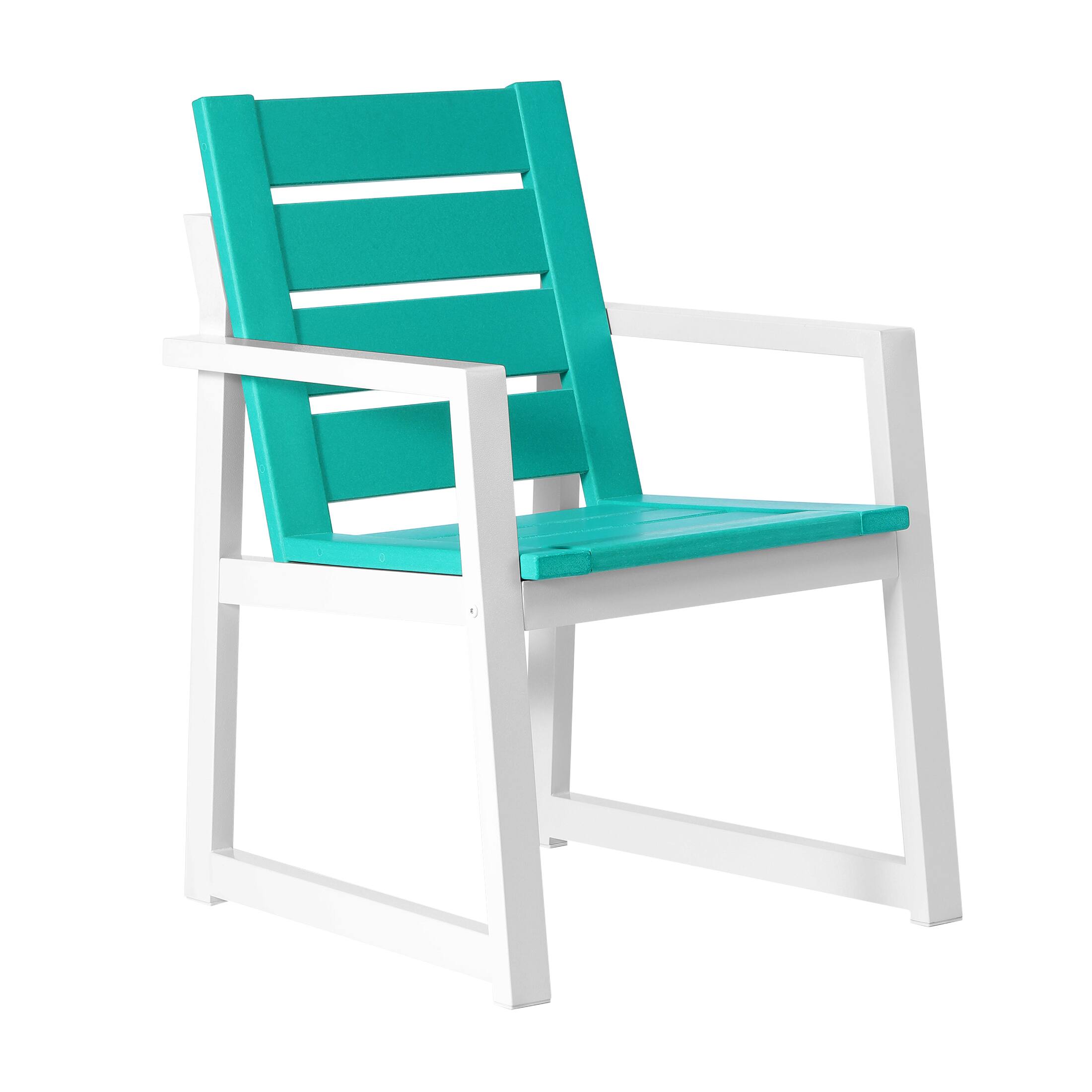 Alt View 1. WestinTrends - WestinTrends Cape May 7-Piece HDPE Outdoor Furniture Patio Dining Table With Umbrella Hole and Chairs Set For 6 - Turquoise.