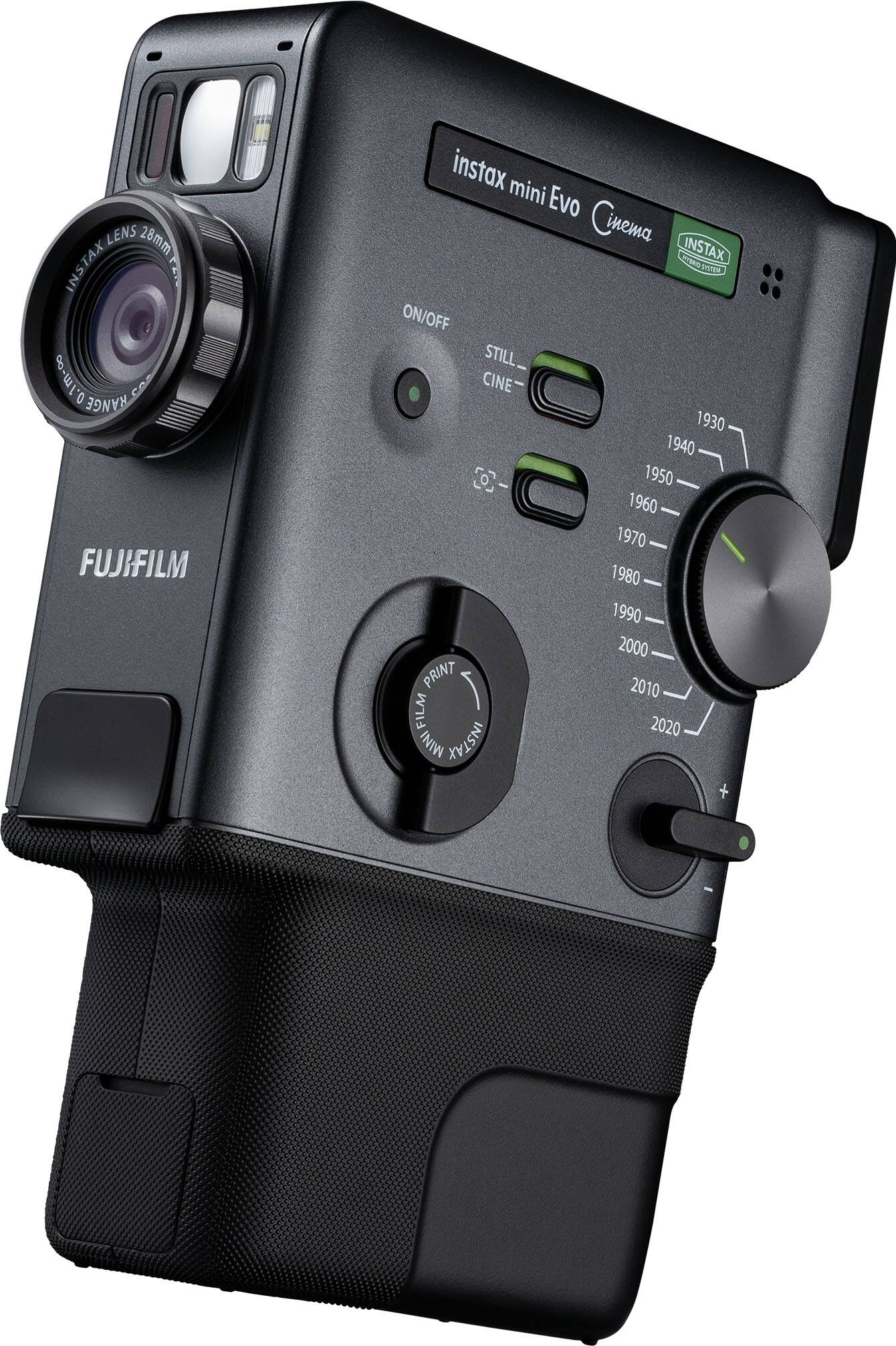 LENS 28mm INSTAX E 0.1m-∞ 0 S RANGE FUJIFILM instax mini Evo Cinem INSTAX HYPER OT ON/OFF STILL. CINE 1930 1940 1950 1960 1970 1980 1990 2000 PRINT 2010 FILM 2020 MINI INSTAX +