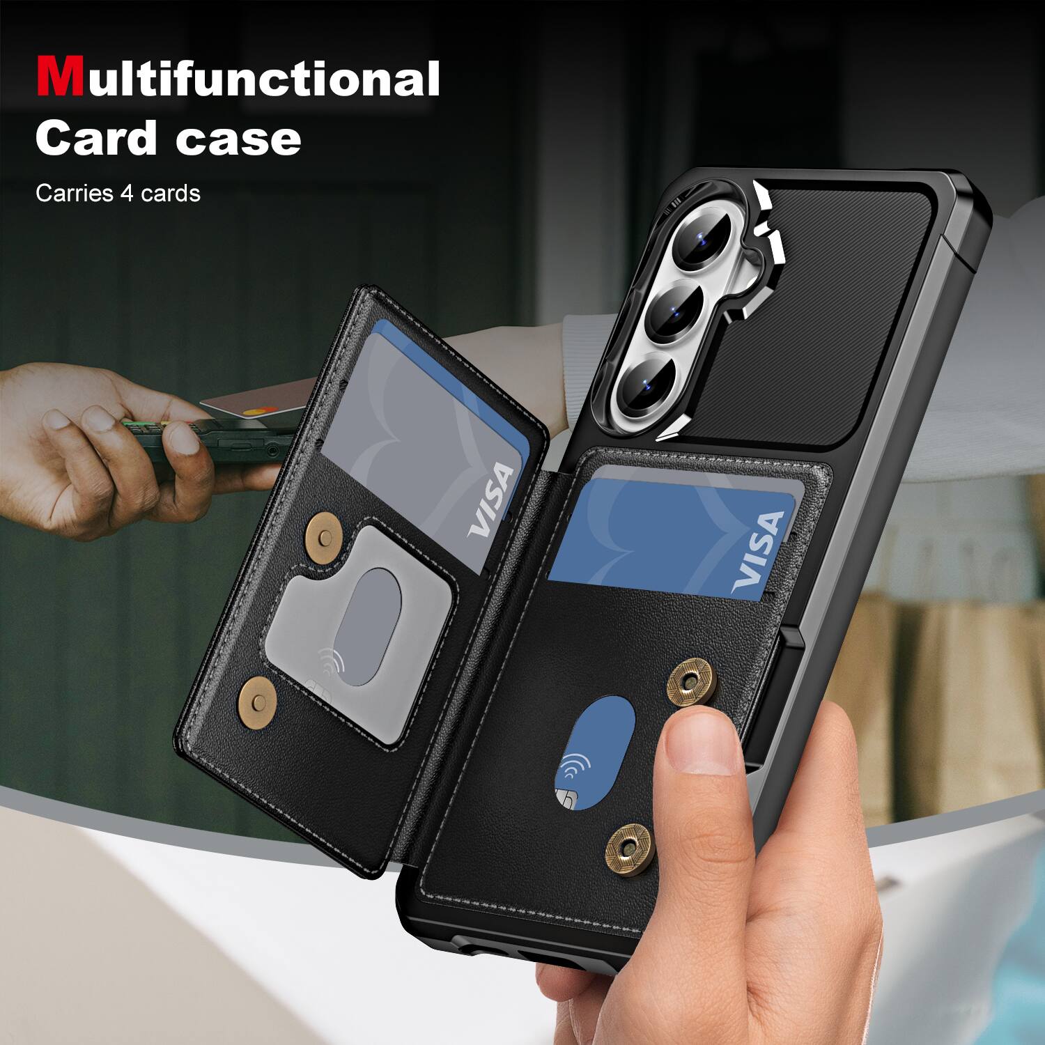 Multifunctional Card case  
Carries 4 cards