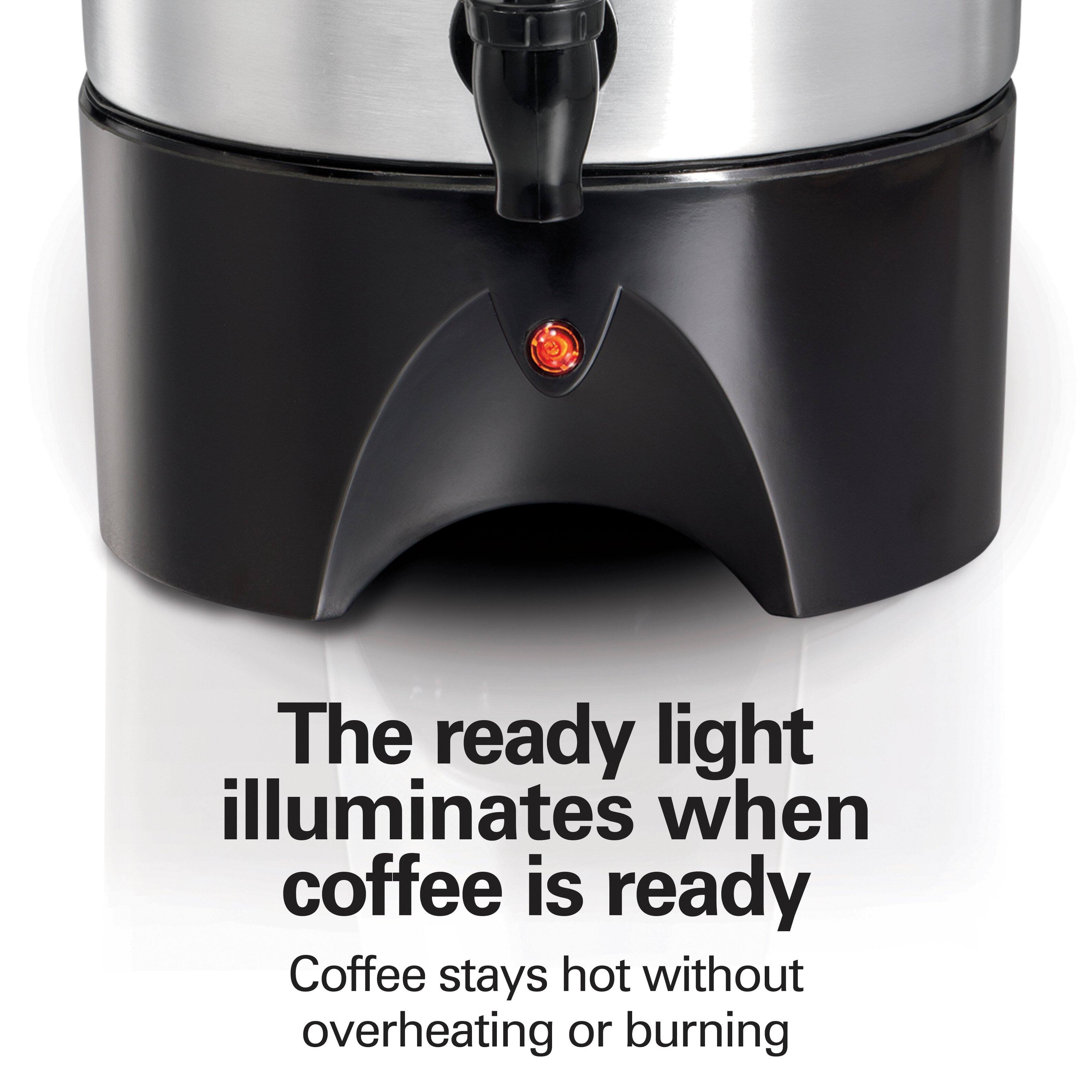 The ready light illuminates when coffee is ready.
Coffee stays hot without overheating or burning.