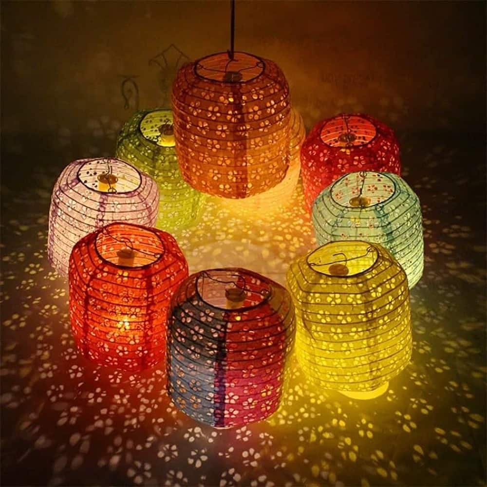 PARKER SLATER - 5PCS Colorful Paper Lanterns, 6" with LED Lights and Tassels