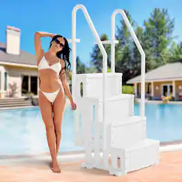 Winado - 4Step Pool Ladder Heavy-Duty Safety Step for Above Ground Swimming Pool Stair Entry System with Handrails Outdoor Indoor - White