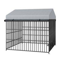Dexmalle - Dexmalle-6.6'L x 6.6'W x 6.4'H Large Dog Kennel Outdoor Pet Pens Run-Metal Fence with Roof Cover