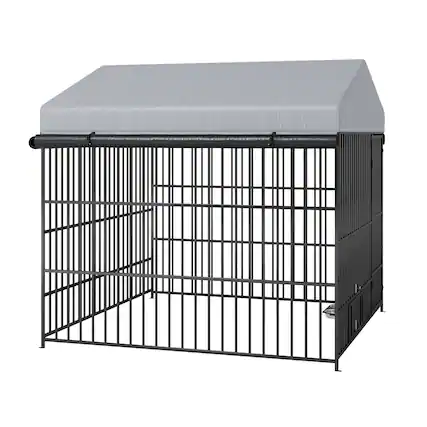 Front. Dexmalle - Dexmalle-6.6'L x 6.6'W x 6.4'H Large Dog Kennel Outdoor Pet Pens Run-Metal Fence with Roof Cover.