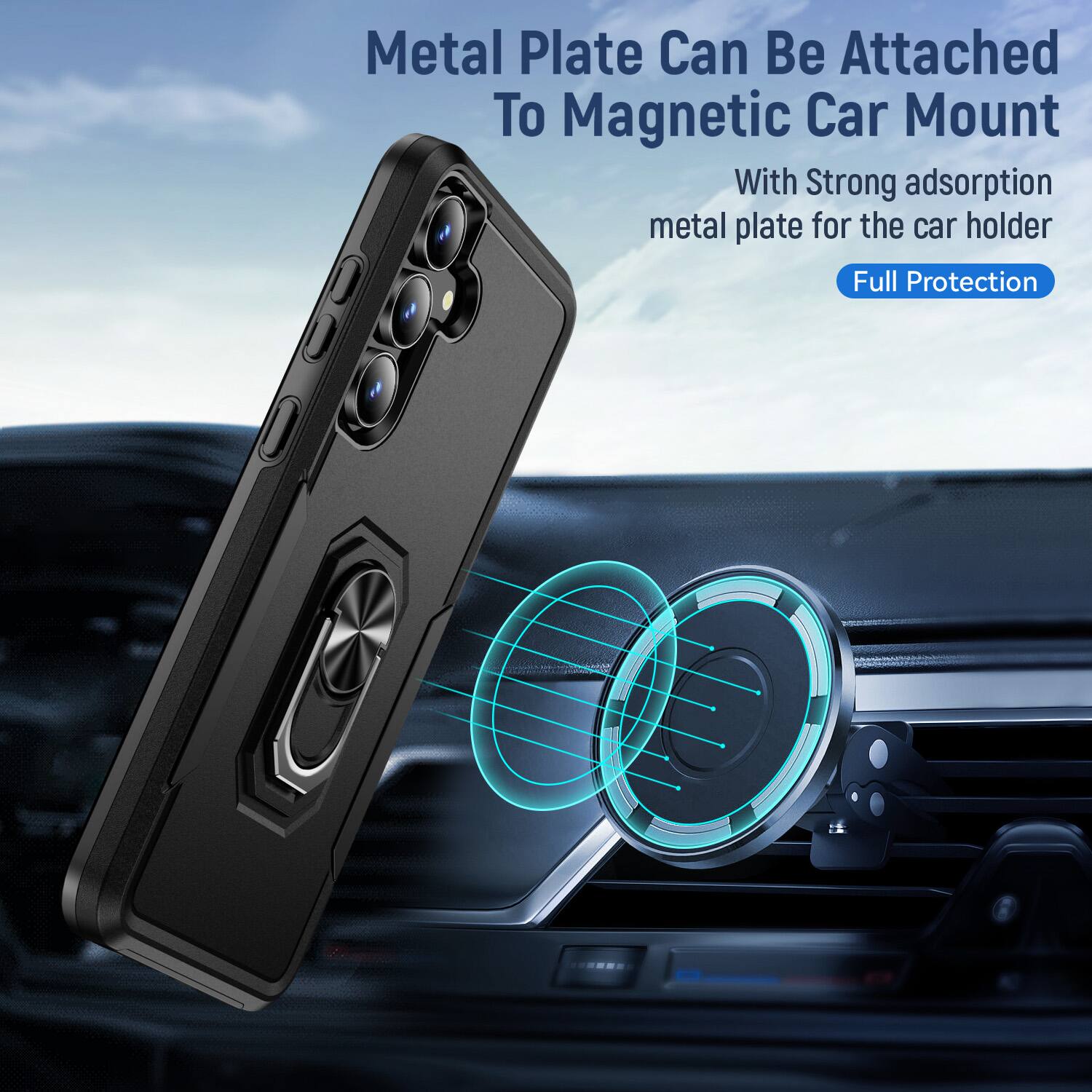 Metal Plate Can Be Attached To Magnetic Car Mount

With Strong adsorption metal plate for the car holder

Full Protection