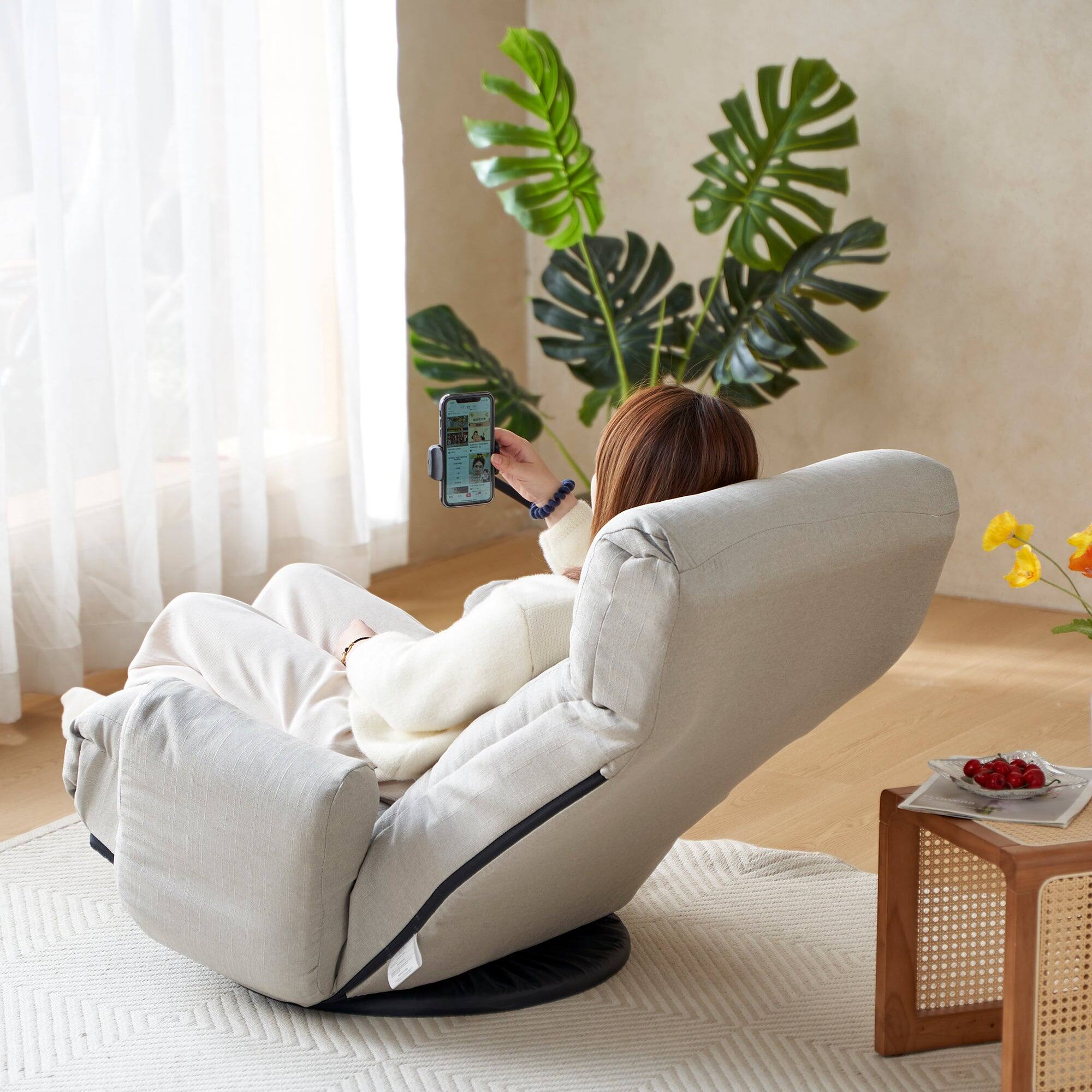 Alt View 9. Boyel Living - 360 Rotating Foldable Adjustable Floor Lounge Chair Comfortable Seating for Living Room Bedroom Gray - Grey.