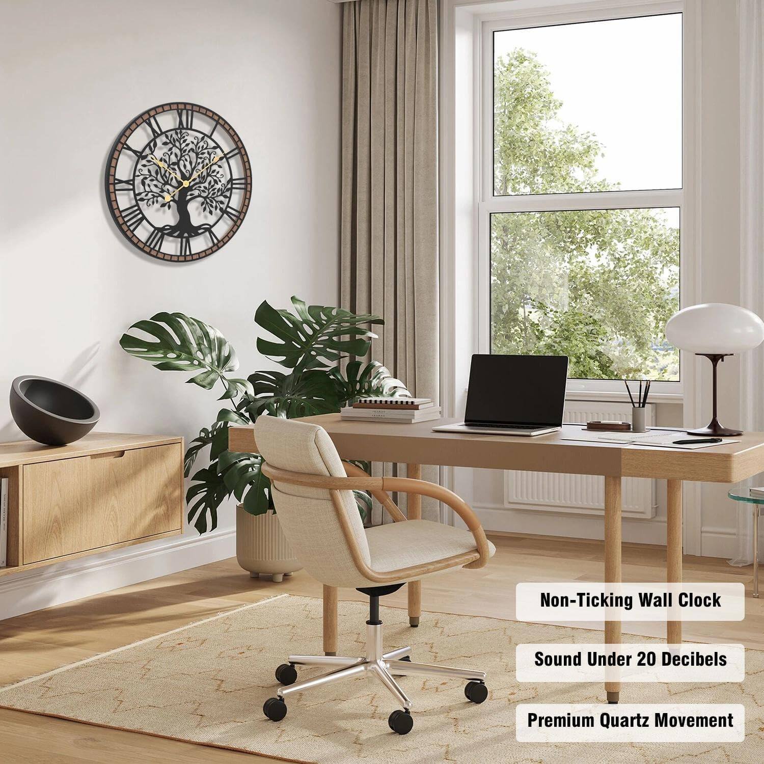 Non-Ticking Wall Clock  
Sound Under 20 Decibels  
Premium Quartz Movement