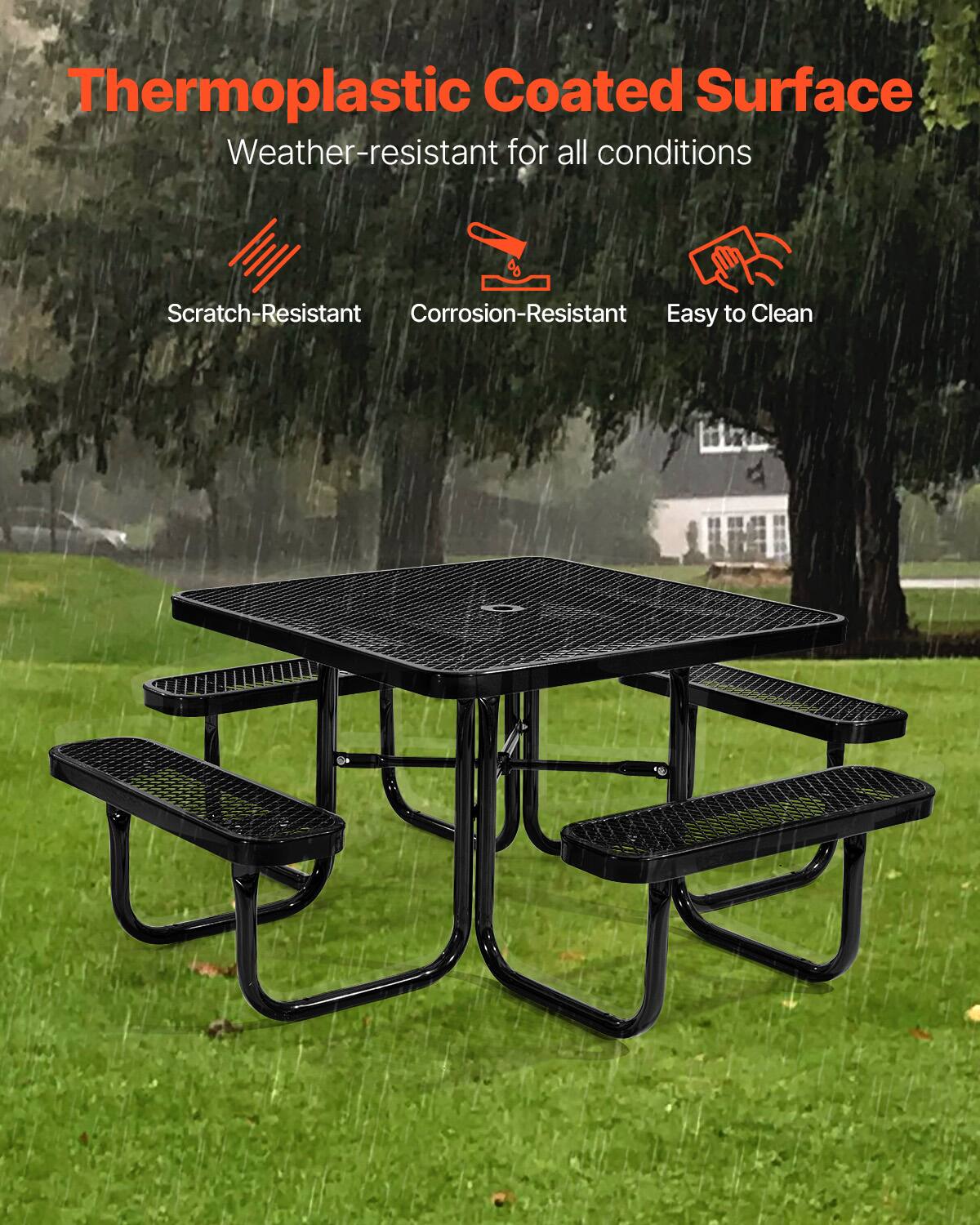 Thermoplastic Coated Surface  
Weather-resistant for all conditions  

- Scratch-Resistant  
- Corrosion-Resistant  
- Easy to Clean