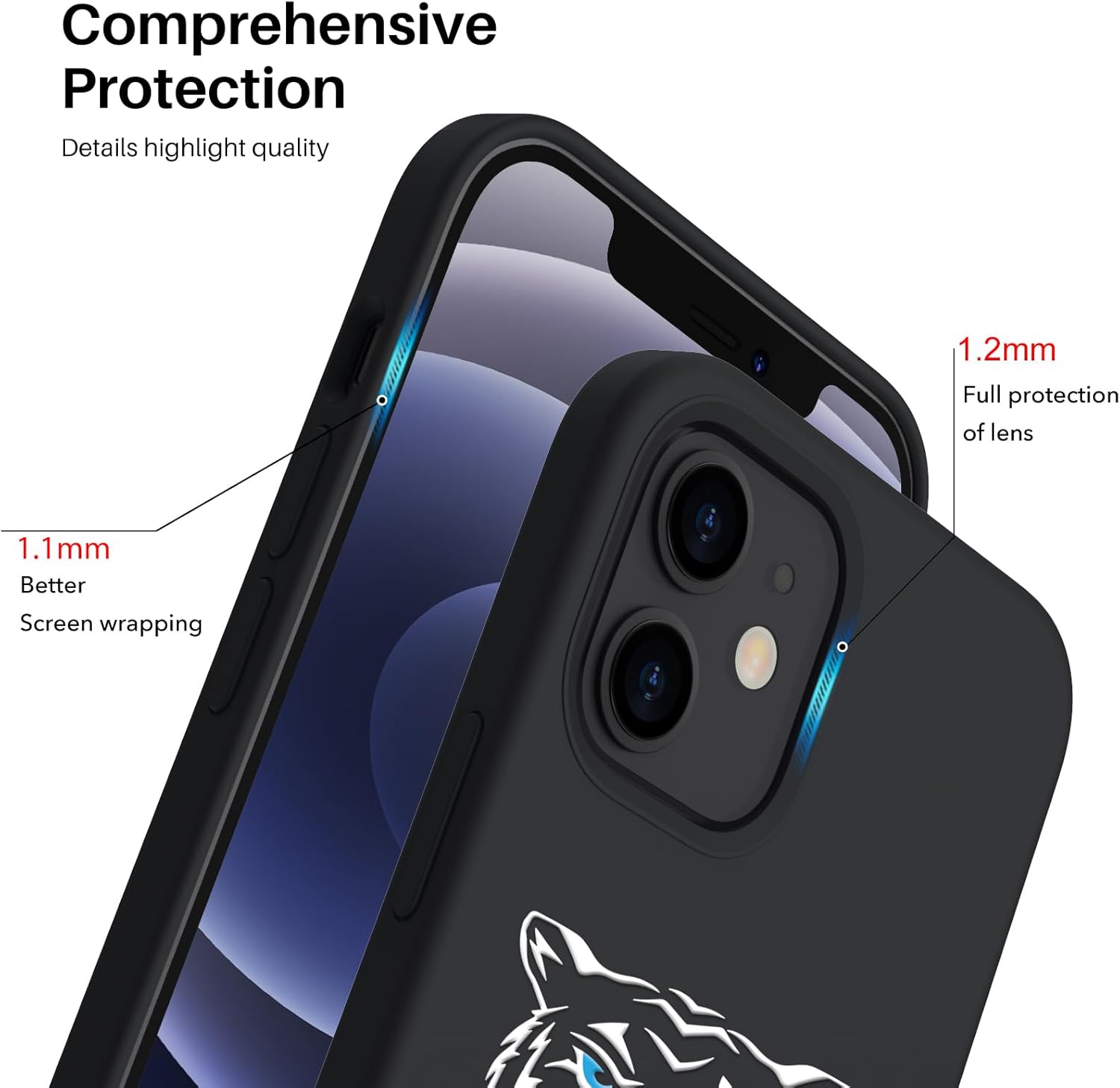 Comprehensive Protection Details highlight quality 1.2mm Full protection of lens 1.1mm Better Screen wrapping