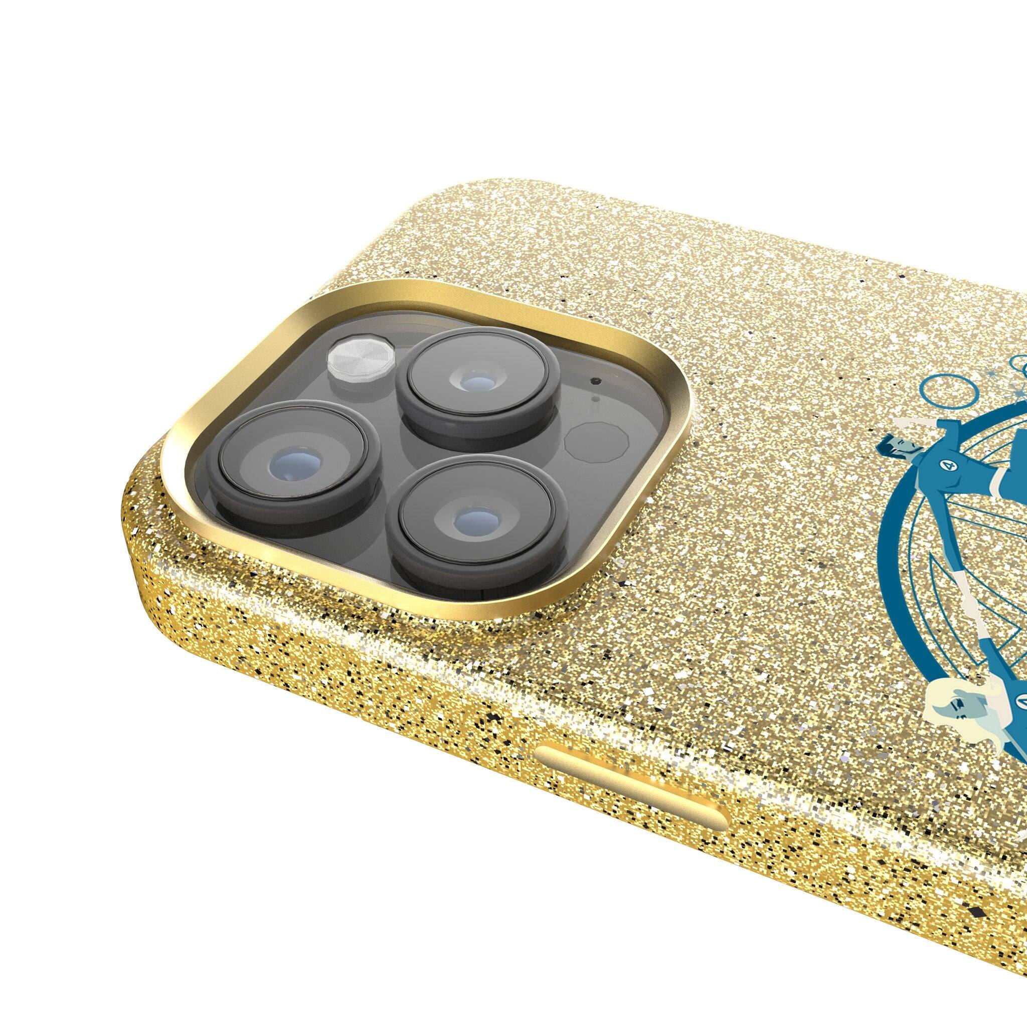 Back. Keyscaper - Marvel Badge Gold Bling Phone Case - Apple iPhone 14 Plus - Fantastic Four 4.