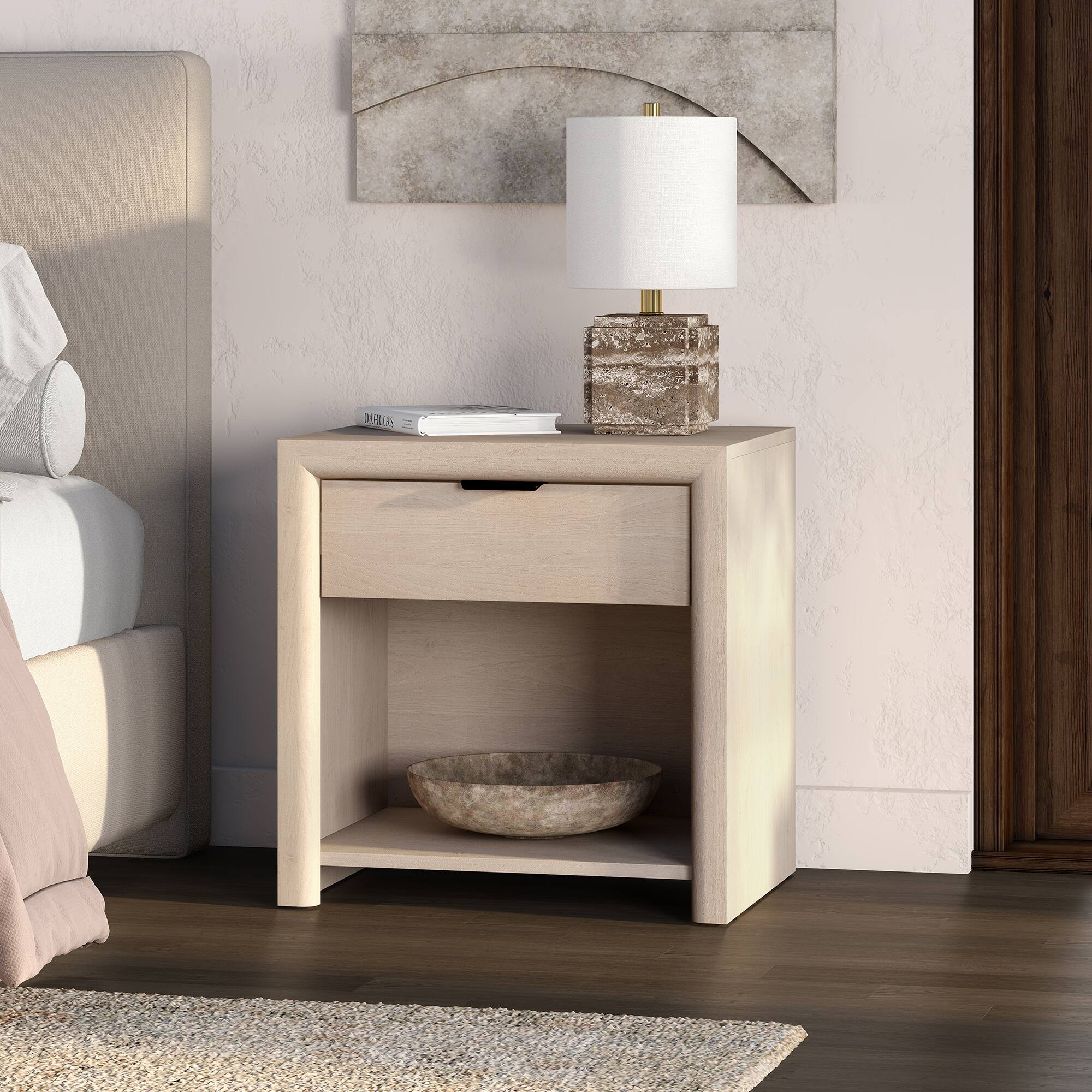 Alt View 3. Hudson&Canal - Clara 24" Rectangular Nightstand - White.
