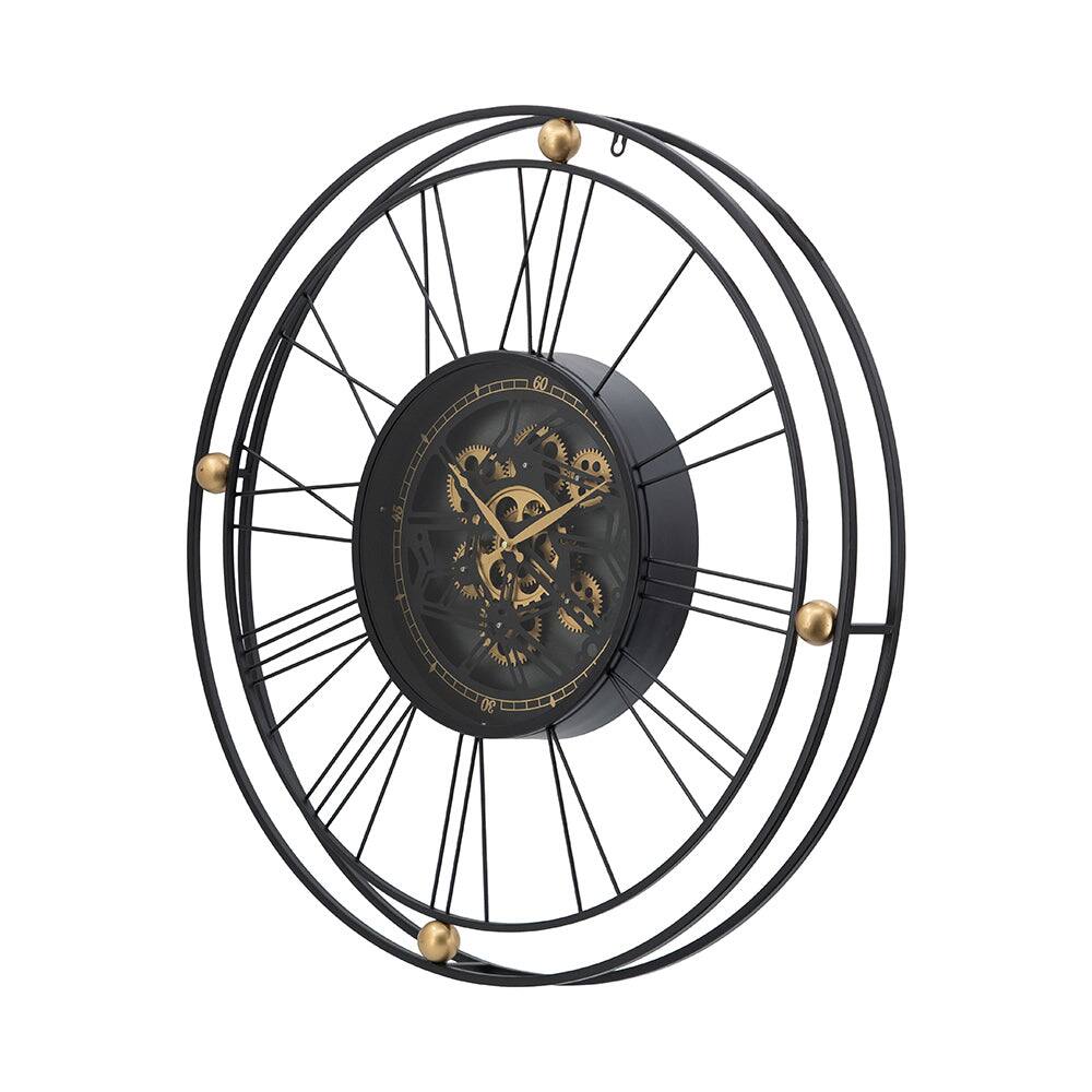 Alt View 9. BreeBe - 31.5x3x31.5' Large Gear Clock with Roman Numerals and Thin Metal Frame, Black/Gold - Black.