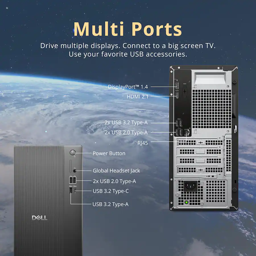 Multi Ports Drive multiple displays. Connect to a big screen TV. Use ...