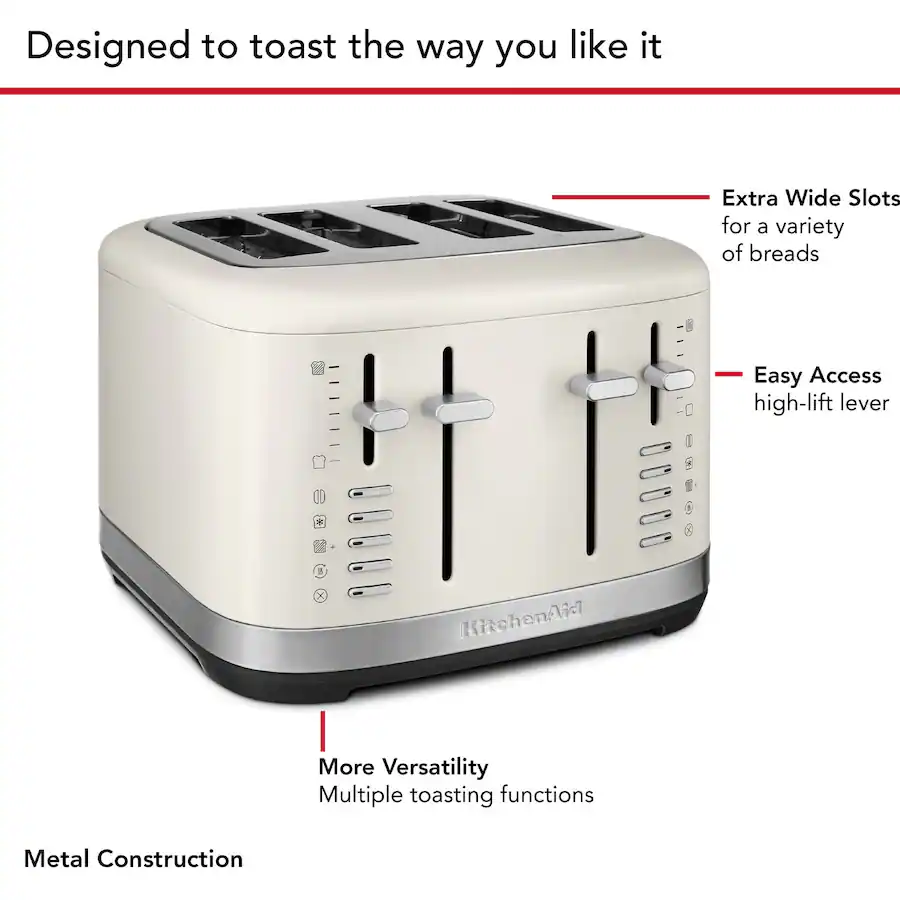 Programmable Toaster KitchenAid 4 Slice Programmable Toaster, 120V Porcelain White KMT4109PL ...