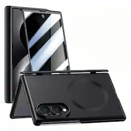 Dteck - Hinge Cover for Samsung Galaxy Z Fold8 Magnetic Case Built-in Privacy Screen Protector,Rugged Hard PC Protective Cover - Black(Privacy Film)