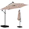 Front. Ainfox - Ainfox 10FT Outdoor Patio Cantilever Umbrella Hanging Offset with Cross Base Sand Bags & 24 LED Solar Lights - Khaki.