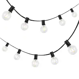 Jonathan Y - 25-Light Indoor/Outdoor 25 ft. Contemporary Rustic Incandescent G40 Bistro Globe Bulb String Lights, (Set of 2) - Black