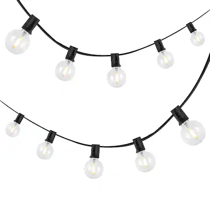 Front. Jonathan Y - 25-Light Indoor/Outdoor 25 ft. Contemporary Rustic LED G40 Bistro Globe Bulb String Lights, Black - Black.