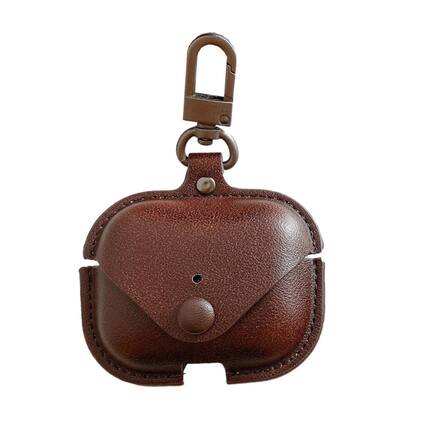 Front. Stock Preferred - PU Leather Protective Case Cover for Apple AirPods Pro - Coffee.