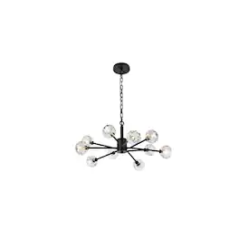 Elegant Lighting - Graham 10 Light Pendant in Black - Black And Clear