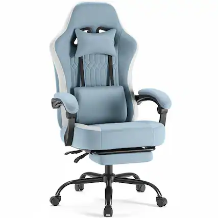 Front. AOITUN - Ergonomic Gaming Chair High Back Office Chair with Lumbar Support and Adjustable Armrests Swivel Racing Chair, Blue - Blue.