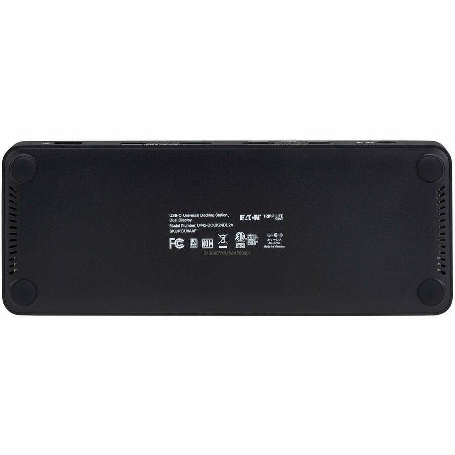 USB-C Universal Docking Station  
Model Number: UH42-DOCK2XD2A  
SKU: UH42-DOCK2XD2A  
FC NOM  
3438ACVYCL8AAAF0001  

EATON TRIPP LITE  
Made in China  
CE  
FCC  
RoHS  
220V~1A  
3438ACVYCL8AAAF0001