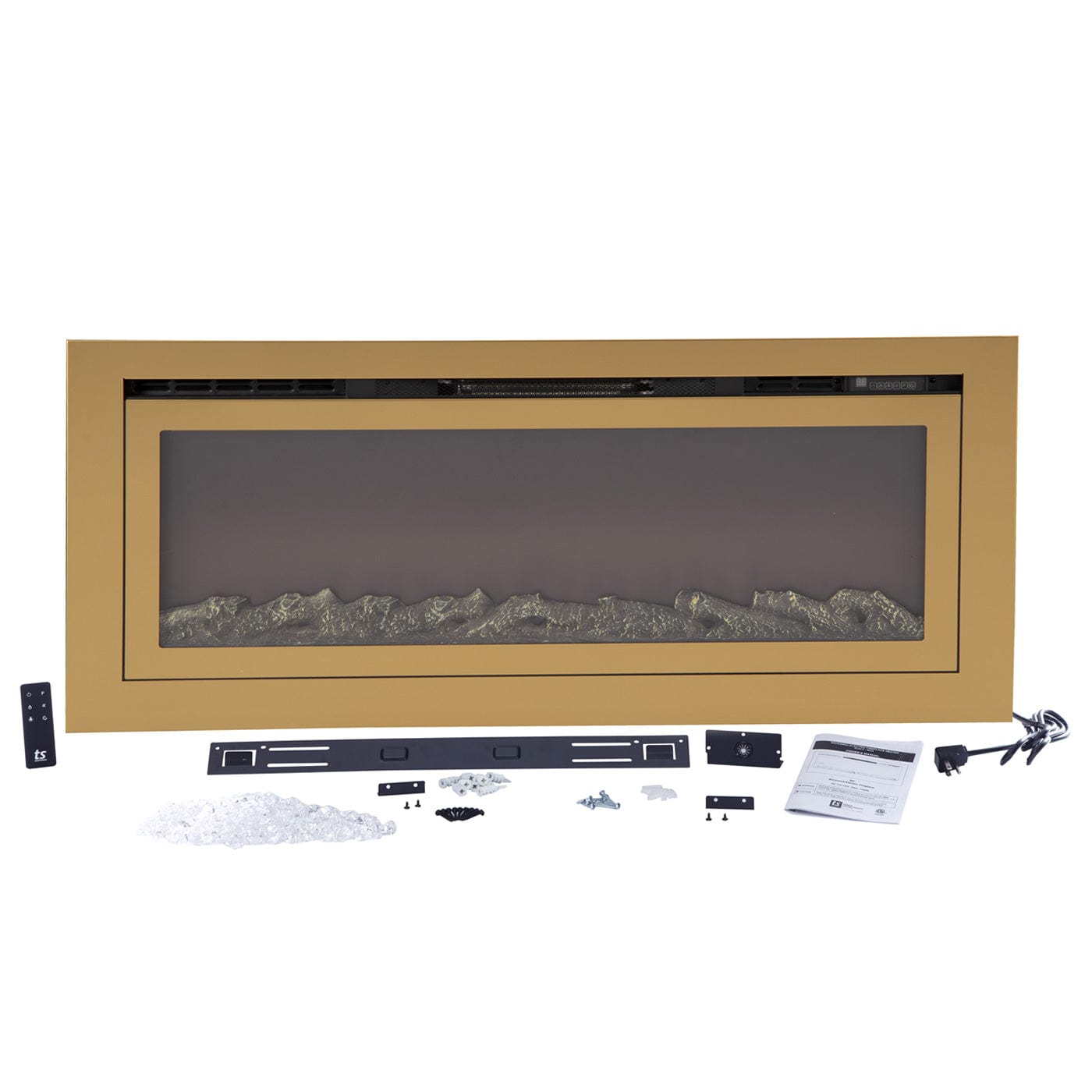Alt View 6. Touchstone Home Products - 50 in. Wall Mounted Recessed Sideline Deluxe Gold Smart Electric Fireplace 1500W - Gold.