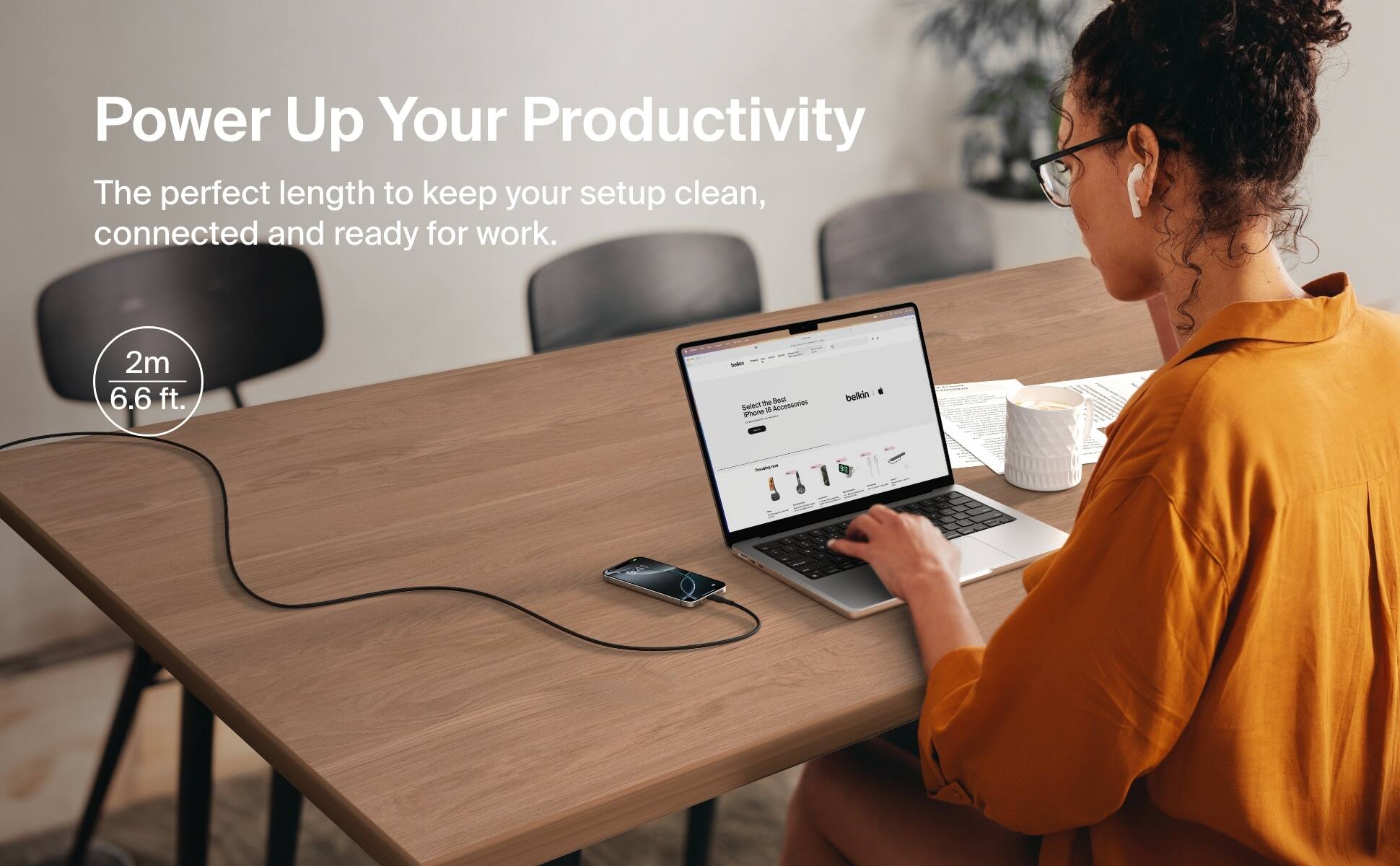 Power Up Your Productivity: The perfect length to keep your setup clean, connected and ready for work. 2m 6.6 ft. - the Sest Selest M Accessories nototnscribe belkin.