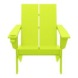 WestinTrends - Riviera Outdoor HDPE Modern Adirondack Chair with Cup Holder - Lime