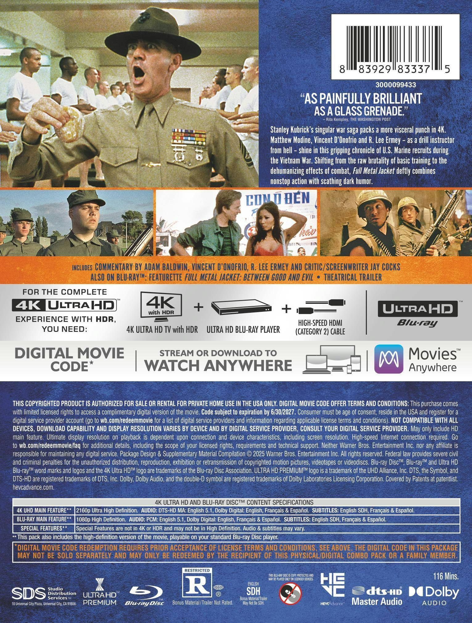 Back. Full Metal Jacket (Steelbook)   - 4K Blu-Ray.
