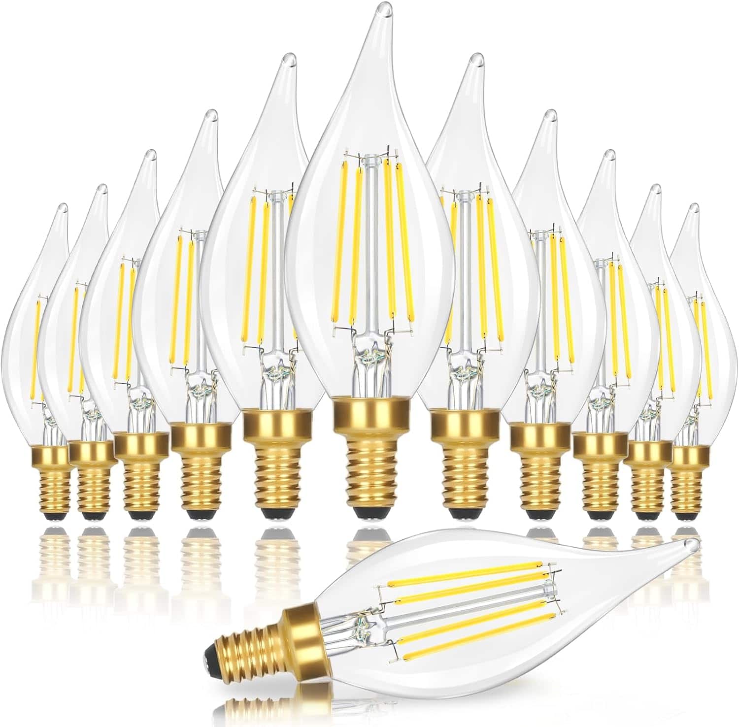 Nordic Hygge - E12 Candelabra LED Light Bulbs, Dimmable 40 Watt Equivalent 5000K Bright Daylight White Candle Bulbs